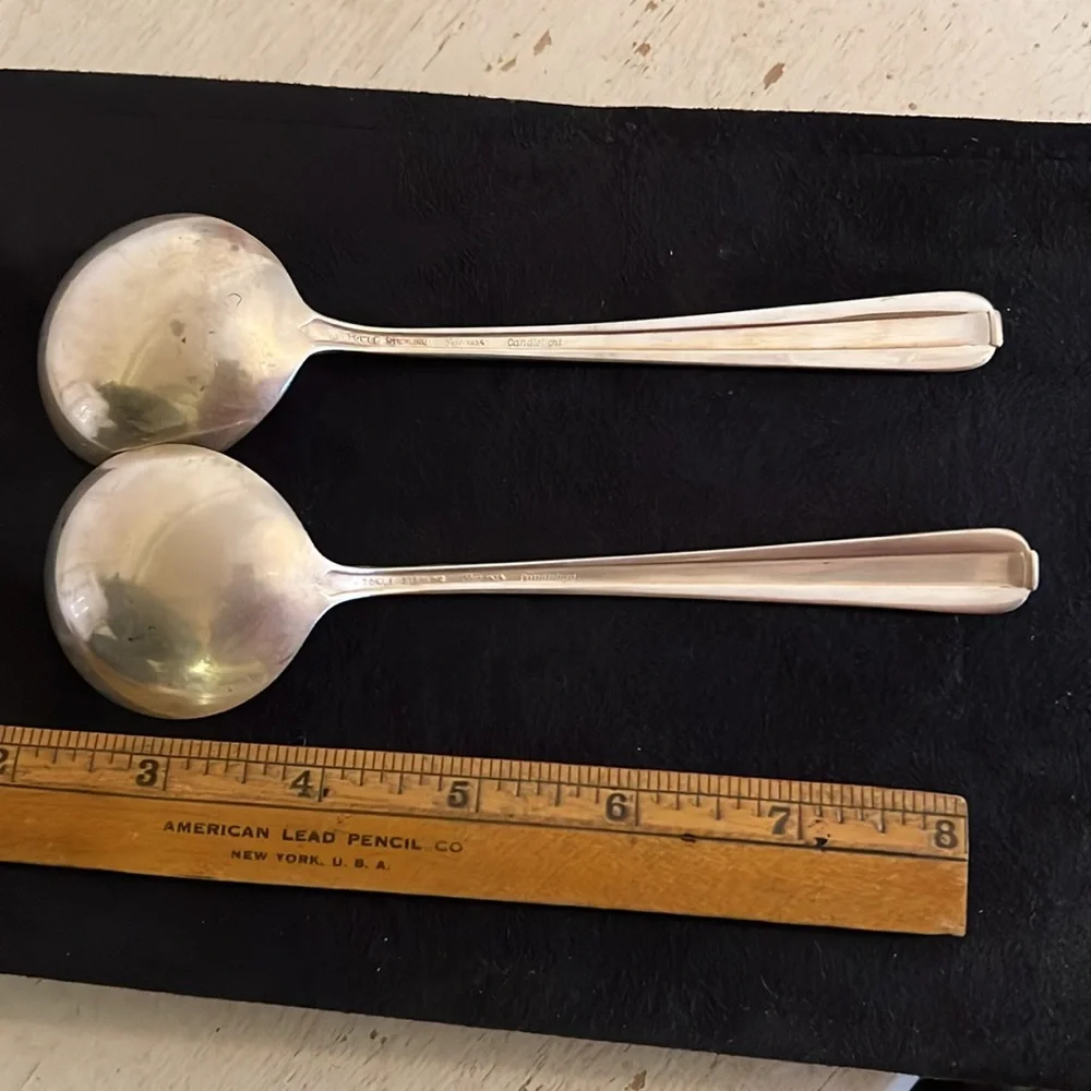 2 Towle Sterling Silver round spoons Candlelight pat 1934